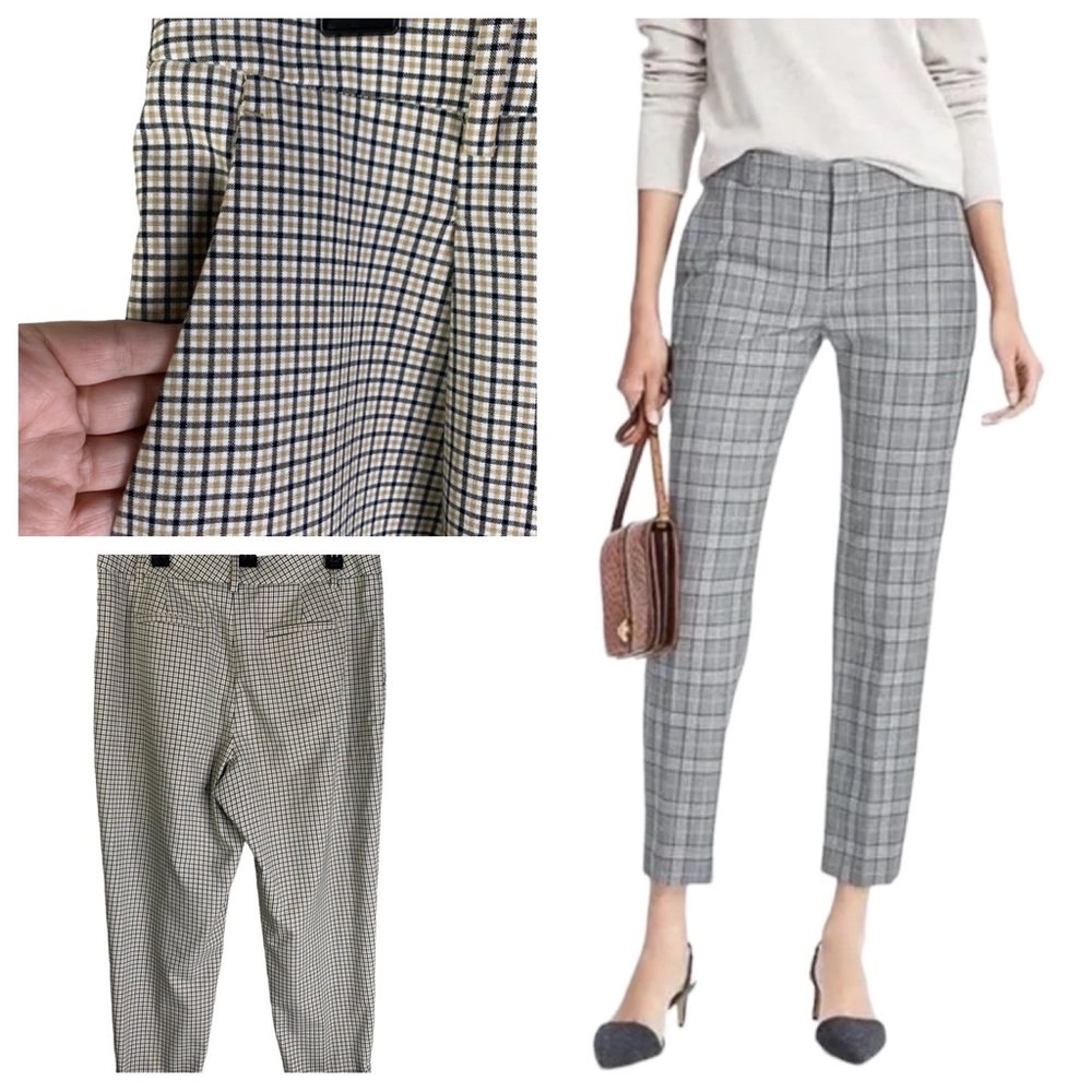 Banana Republic Checkered Trousers - Black and Cream